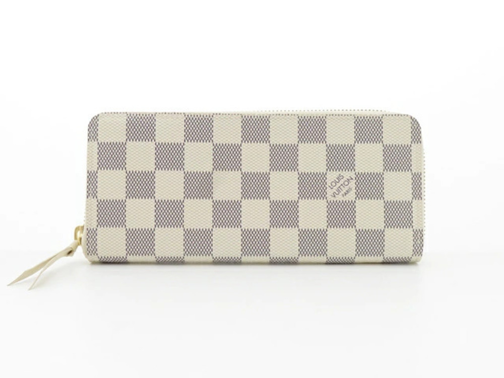LOUIS VUITTON Wallet Portefeuille Clemence Damier Azur White
